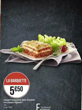 Géant Casino Lasagne bolognaise bœuf charolais ou lasagne légumes offre