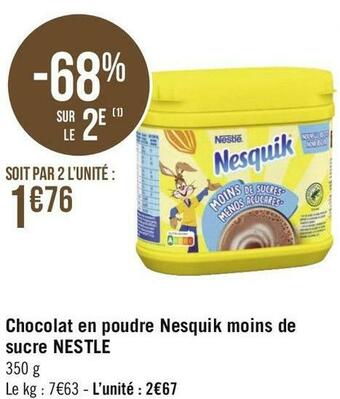 Nestle chocolat en poudre nesquik moins de sucre