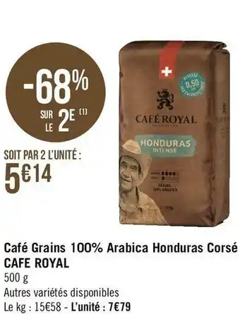 Cafe royal café grains 100% arabica honduras corsé