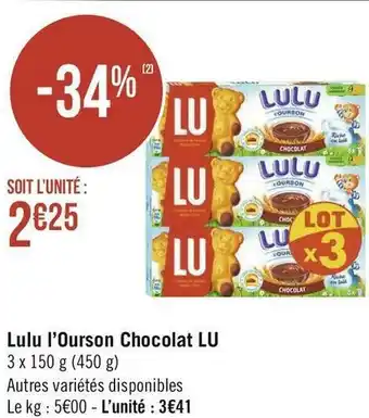 Lu lulu l’ourson chocolat