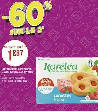 Géant Casino Lea nature lunettes fraise sans sucres ajoutés karéléa offre