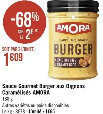 Amora sauce gourmet burger aux oignons caramélisés