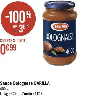 Géant Casino Barilla sauce bolognese offre