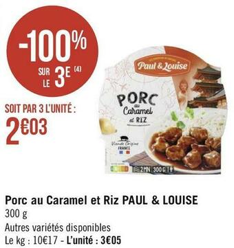Paul & louise porc au caramel et riz