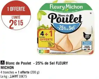 Fleury michon blanc de poulet - 25% de sel