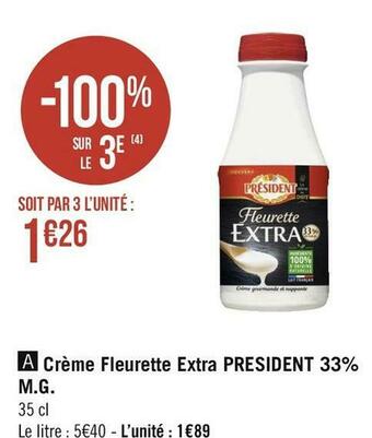 President crème fleurette extra 33% m.g.