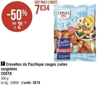 Géant Casino Costa crevettes du pacifique rouges cuites surgelées offre