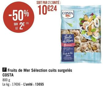 Costa fruits de mer sélection cuits surgelés
