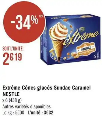 Nestlé extrême cônes glacés sundae caramel