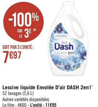 Géant Casino Dash lessive liquide envolée d’air 2en1* offre