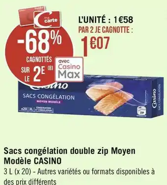 Casino sacs congélation double zip moyen modèle