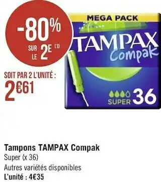 Géant Casino Tampax tampons compak offre