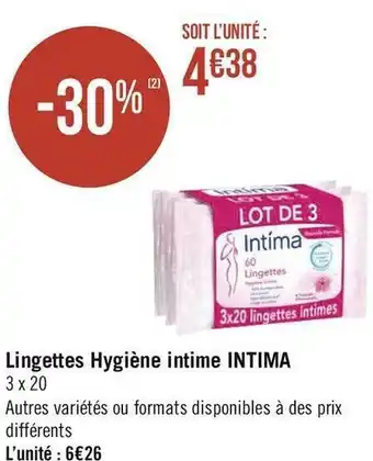 Géant Casino Intima lingettes hygiène intime offre