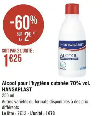 Géant Casino Hansaplast alcool pour l’hygiène cutanée 70% vol. offre