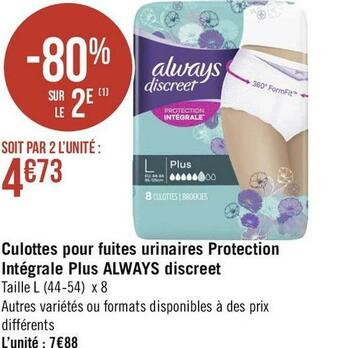 Always culottes pour fuites urinaires protection intégrale plus discreet