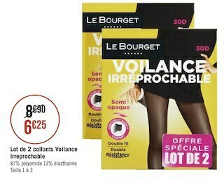 Géant Casino Le bourget lot de 2 collants voilance irreprochable offre