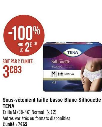 Tena sous-vêtement taille basse blanc silhouette