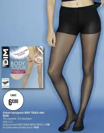 Dim collant transparent body touch effet nude