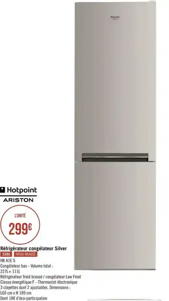 Ariston réfrigérateur congélateur silver