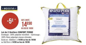 Lot de 2 oreillers confort ferme