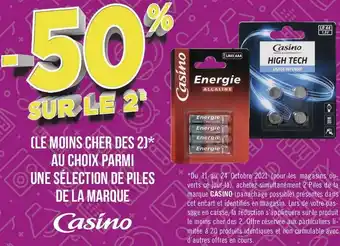 Casino bon plan sur une sélection de piles de la marque casino