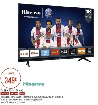 Hisense tv led 43’’ (108 cm)