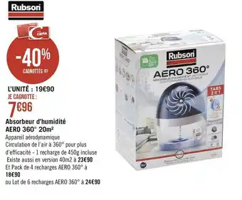 Géant Casino Rubson absorbeur d’humidité aero 360° 20m² offre