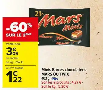 Carrefour Market Mars / twix minis barres chocolatées offre