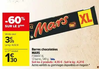 Carrefour Market Mars barres chocolatées offre
