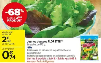 Carrefour Market Florette jeunes pousses offre