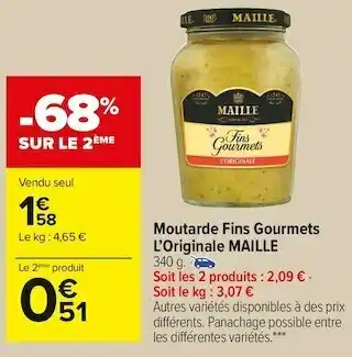 Carrefour Market Maille moutarde fins gourmets l’originale offre