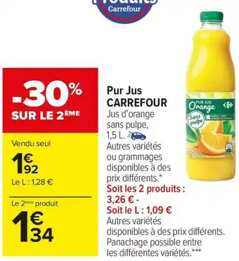 Carrefour Market Carrefour pur jus offre