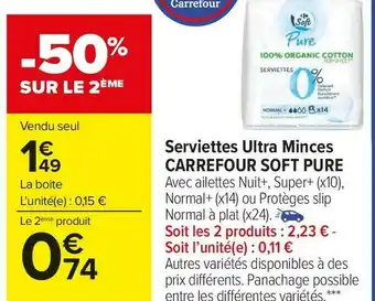 Carrefour Market Carrefour serviettes ultra minces soft pure offre
