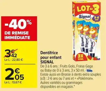Signal dentifrice pour enfant