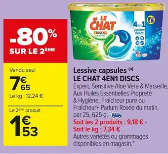 Carrefour Market Le chat lessive capsules 4en1 discs offre