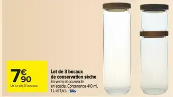 Lot de 3 bocaux de conservation sèche