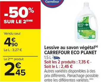 Carrefour Market Carrefour eco planet lessive au savon végétal offre
