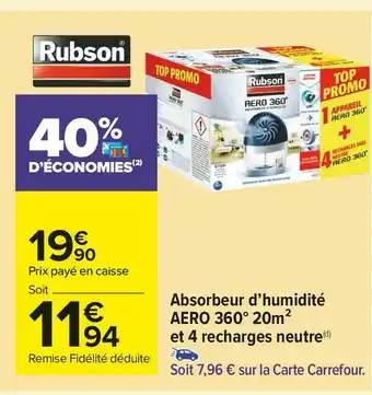 Carrefour Market Rubson absorbeur d’humidité aero 360° offre
