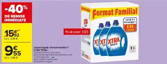 Carrefour Market X-tra total+ lessive liquide «format familial» offre