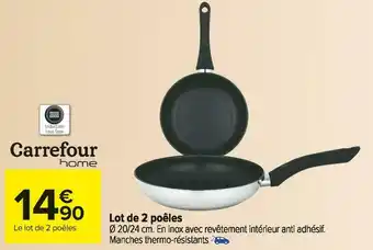 Carrefour Market Carrefour lot de 2 poêles offre