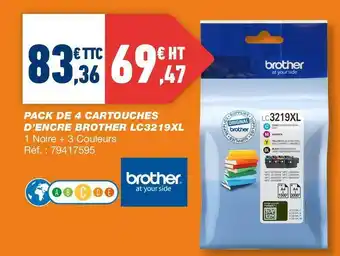 Bureau Vallée Brother pack de 4 cartouches d’encre lc3219xl offre