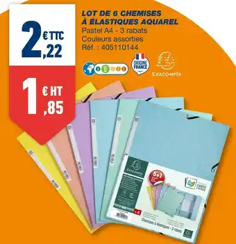 Bureau Vallée Exacompta lot de 6 chemises à élastiques aquarel offre