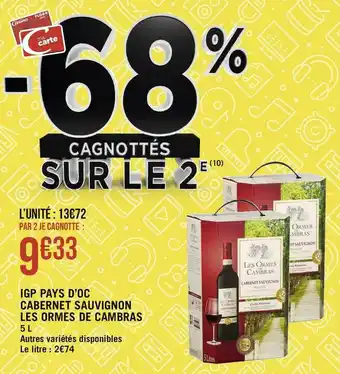 Les ormes de cambras igp pays d’oc cabernet sauvignon