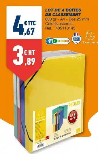 Bureau Vallée Exacompta lot de 4 boîtes de classement offre