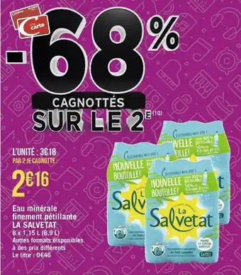 La salvetat eau minérale finement pétillante