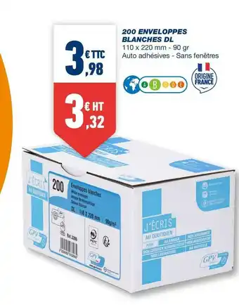 200 enveloppes blanches dl