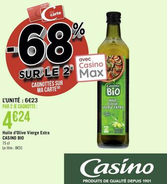 Géant Casino Casino huile d’olive vierge extra bio offre