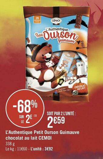 Cemoi l’authentique petit ourson guimauve chocolat au lait