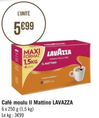 Géant Casino Lavazza café moulu il mattino offre