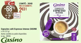 Géant Casino Casino capsules café espresso intense offre